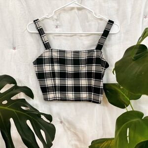 Plaid Black White Cami Tank Top
